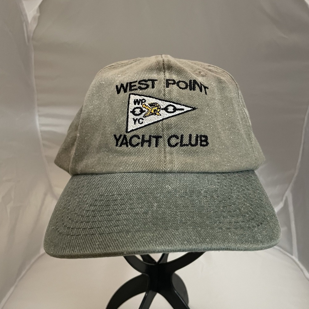 West Point Yacht Club Toppers Brand Adjustable Hat, Olive Bill, Embroidered Logo